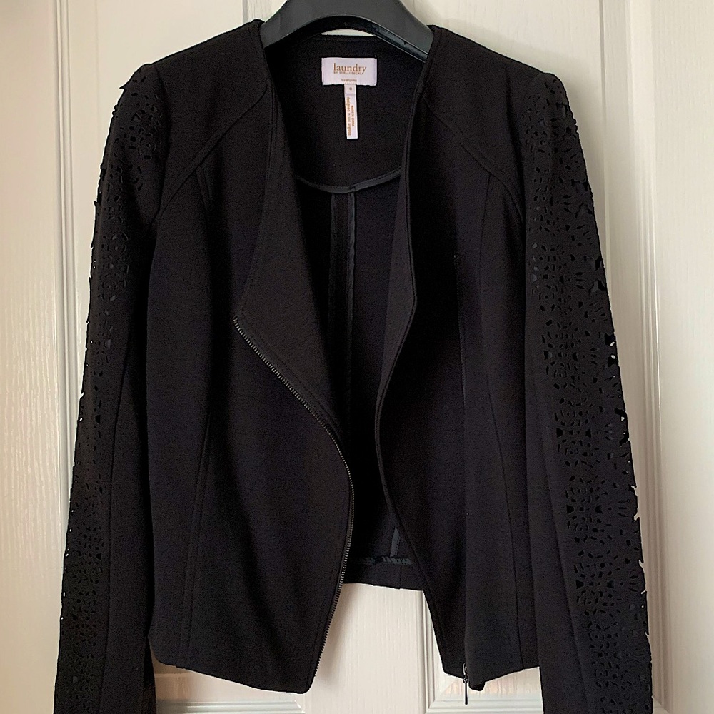 Laundry by Shelli Segal Black Lazercut Blazer US10